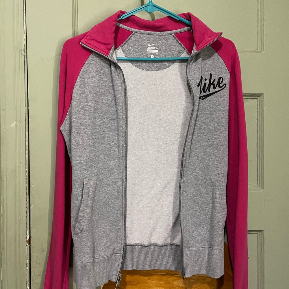 Nike Heather Gray and Pink Hoodie